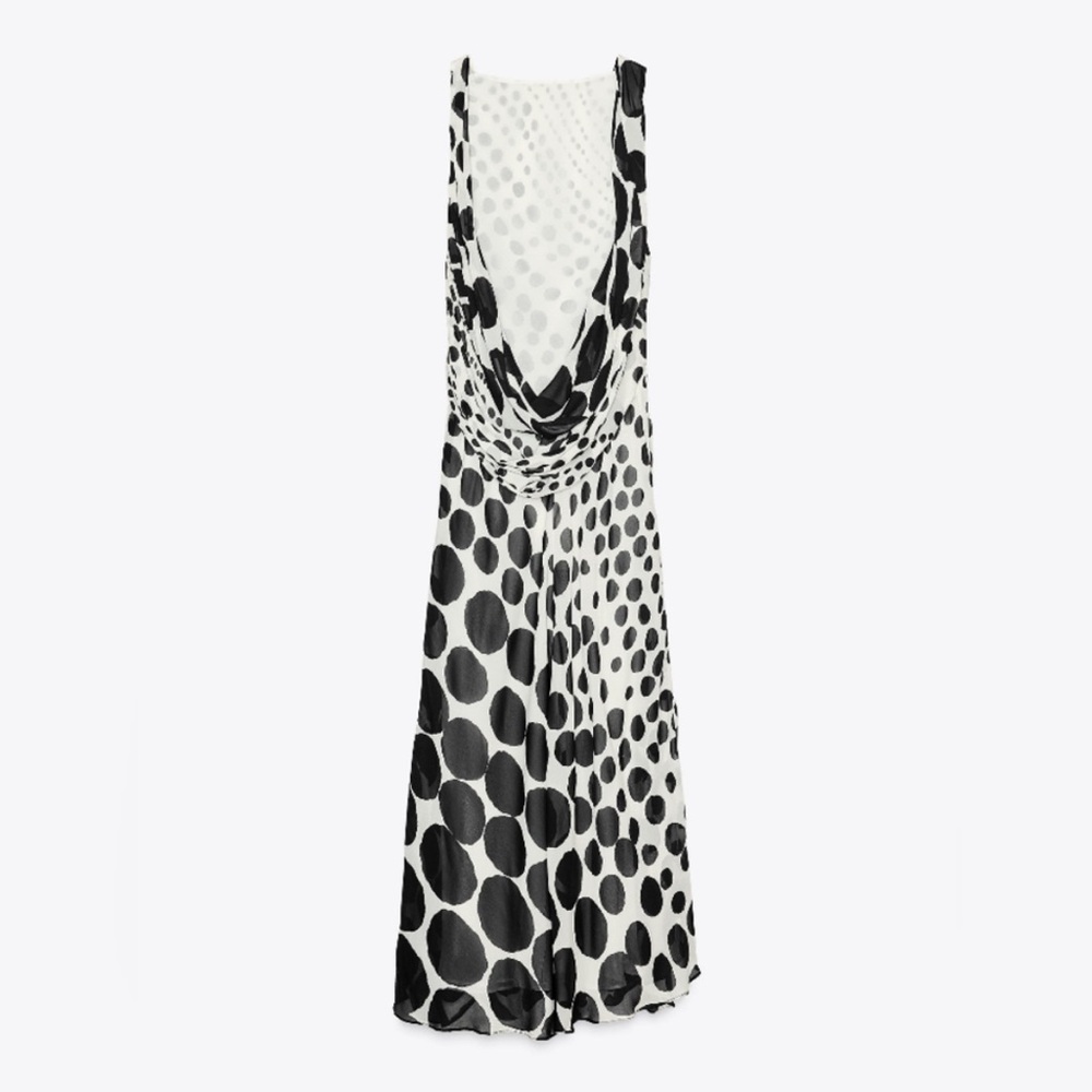 Zara Black and White Polka Dot Maxi Dress - Picture 6 of 9